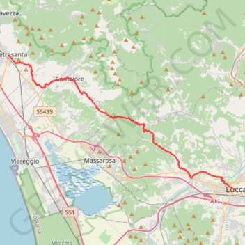 Trace GPS De Lucques à Pietrasanta, itinéraire, parcours