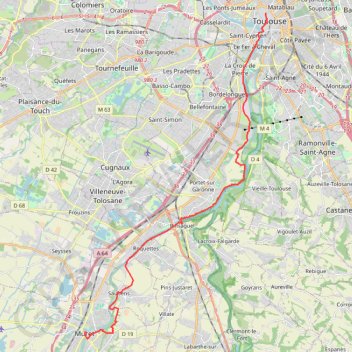 Trace GPS Via Garona - Voie Garonne de Toulouse à Muret, itinéraire, parcours