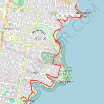 Trace GPS Bondi Beach - Cooge Beach, itinéraire, parcours