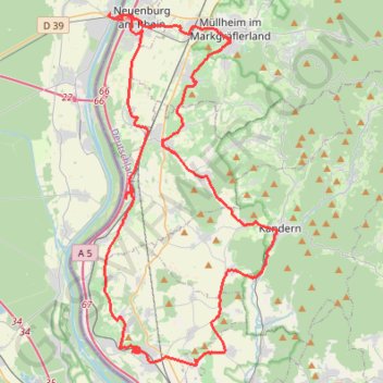 Trace GPS Chalampé - Müllheim - Kandern - Fischingen - Chalampé, itinéraire, parcours