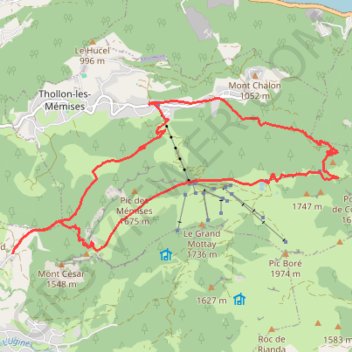 Trace GPS Le tour de Mémises - Col de Creusaz, itinéraire, parcours
