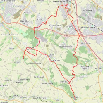 Trace GPS TERRIL NOEUX LES MINES -FRESNICOURT -ST ELOI, itinéraire, parcours
