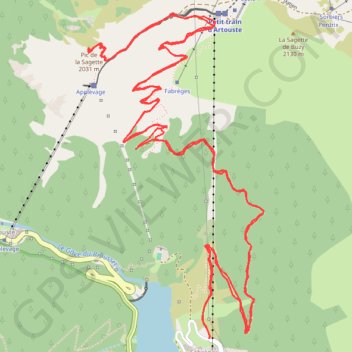 Trace GPS Pic de la Sagette depuis le lac de Fabrèges par la piste - vallée d'Ossau (64), itinéraire, parcours