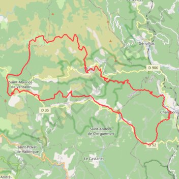 Trace GPS Tour de la Haute Vallée du Luech (Gard-Lozère), itinéraire, parcours