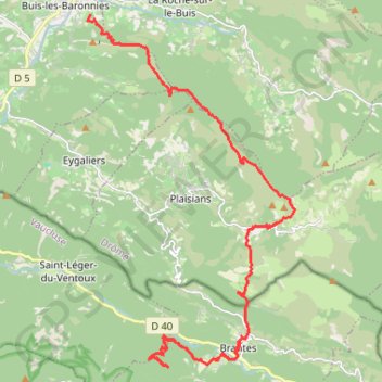Trace GPS Chemin de la Sainte Baume 10ème tronçon de Buis Les Baronnies au pieds du Ventoux, itinéraire, parcours