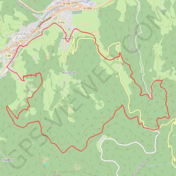 Trace GPS Sainte Marie aux Mines - Col Ribauville, itinéraire, parcours