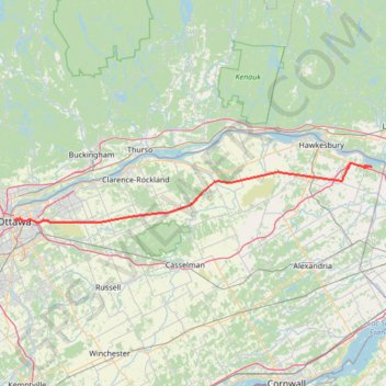 Trace GPS Ottawa - East Hawkesbury, itinéraire, parcours