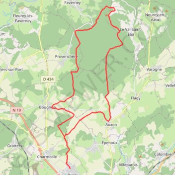 Trace GPS Auxon, le Chaumont, Bougnon, itinéraire, parcours