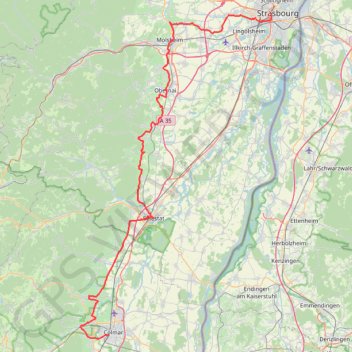 Trace GPS La route des vins d'Alsace, itinéraire, parcours