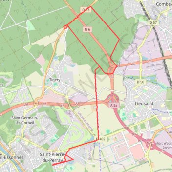 Trace GPS Croix Villeroy - Saint-Pierre-du-Perray, itinéraire, parcours