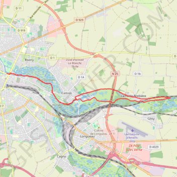 Trace GPS Chemin du hallage - Amiens - Glisy, itinéraire, parcours