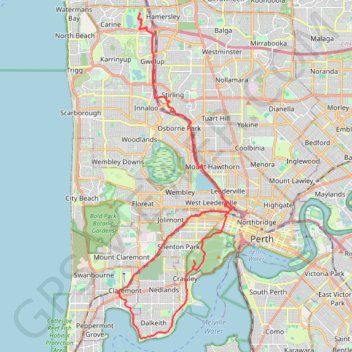 Trace GPS Carine - Kings Park - Claremont, itinéraire, parcours