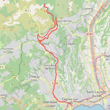 Trace GPS Cagne Maxime, itinéraire, parcours