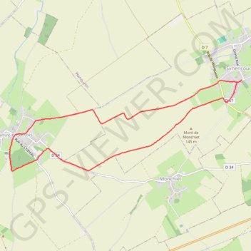 Trace GPS Simencourt - Gouy-en-Artois, itinéraire, parcours