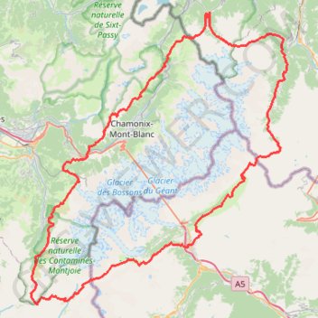 Trace GPS Tour du Mont Blanc complet, itinéraire, parcours