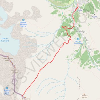 Trace GPS Aller-retour la Fouly - Petit col Ferret, itinéraire, parcours