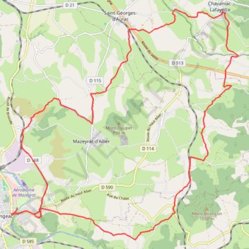 Trace GPS Gorges de l'Allier - Sur les traces de Lafayette, itinéraire, parcours