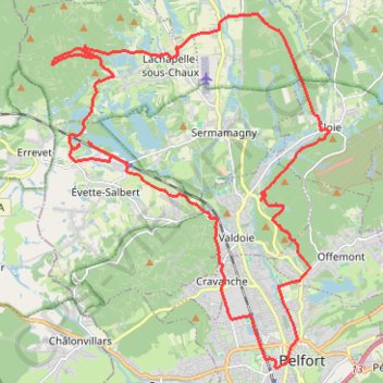 Trace GPS Trois montées au nord de Belfort, itinéraire, parcours