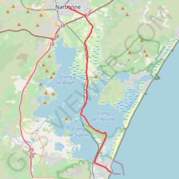 Trace GPS 🚴 Trace du canal de la Robine de Narbonne a Port-la-Nouvelle, itinéraire, parcours