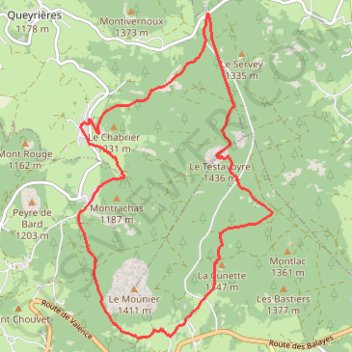 Trace GPS Le Tour du Meygal Le Testavoyre, itinéraire, parcours