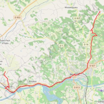 Trace GPS Saint-Martin - Bouillan - Chemin de Compostelle, itinéraire, parcours