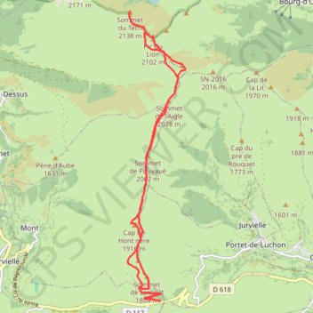 Trace GPS Pic du Lion et sommet du Tech, itinéraire, parcours