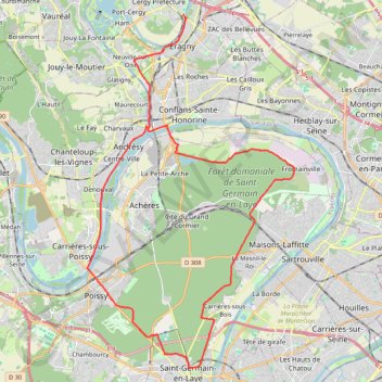 Trace GPS Cora - Saint Germain - Poissy - Andrésy, itinéraire, parcours