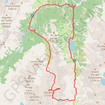 Trace GPS Pic Peyrot et pic des Isardères depuis le pont d'Espagne, itinéraire, parcours