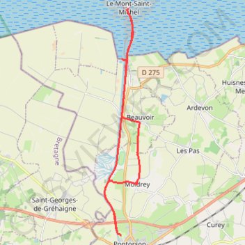 Trace GPS Randonnée de Pontorson au Mont-Saint-Michel, itinéraire, parcours