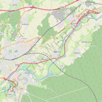 Trace GPS RANDO DOLE - LES 30 CLOCHERS, itinéraire, parcours