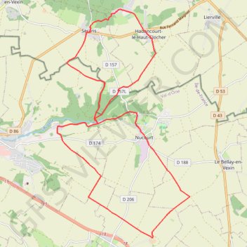 Trace GPS Au cœur du Véxin, Nucourt le long de l'Aubette, itinéraire, parcours