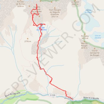 Trace GPS Aiguille Centrale du Soreiller, itinéraire, parcours