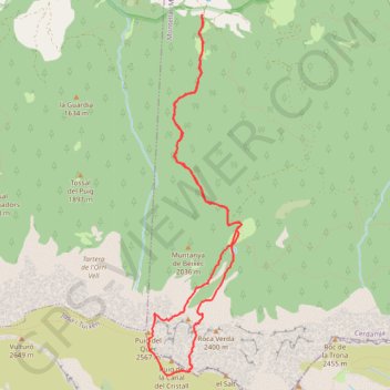 Trace GPS Sierra de Cadi (Serra del Cadi) - Couloir Amagada, itinéraire, parcours