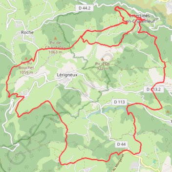 Trace GPS Essertines en Chatelneuf Marche des Ollagnes, itinéraire, parcours