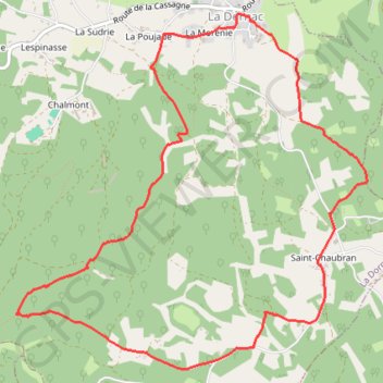 Trace GPS Ladornac - Boucle de Saint-Chaubrant, itinéraire, parcours