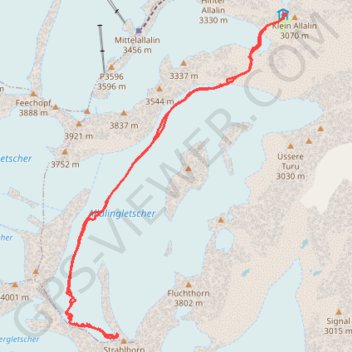 Trace GPS Strahlhorn, itinéraire, parcours