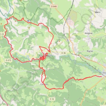 Trace GPS De Gramat à Lacave par Rocamadour, itinéraire, parcours