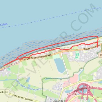 Trace GPS Sur les traces de Blériot - Sangatte, itinéraire, parcours