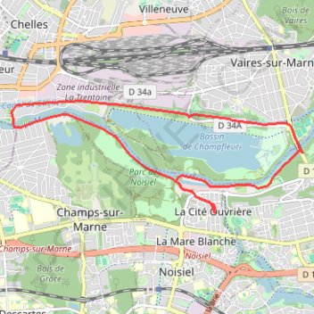 Trace GPS Bord de Marne -Noisiel - Champs - Vaires - Noisiel, itinéraire, parcours