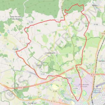 Trace GPS Alençon, La Pesantière, Saint-Nicolas-des-Bois, Cuissai, Beaubourdel, itinéraire, parcours