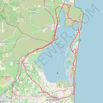 Trace GPS GPX Download: Piste cyclable le long L' Agly – Navire sur la terre ferme Circuit à partir de Leucate-La Franqui, itinéraire, parcours
