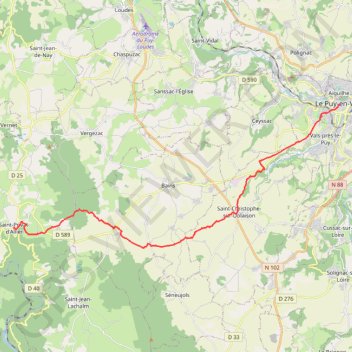 Trace GPS GR65-1-01 Via Podiensis (01) : Le Puy-en-Velay > Saint-Privat-d'Allier, itinéraire, parcours