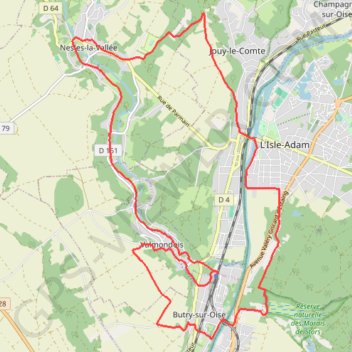 Trace GPS Valmondois - Parmain - Nesles-la-Vallée, itinéraire, parcours