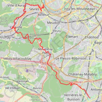 Trace GPS Sentier des Rus : Sèvres - Antony (PR6), itinéraire, parcours