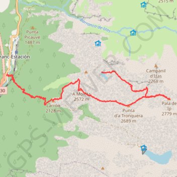 Trace GPS Pala de Ip J2, itinéraire, parcours