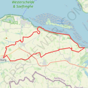 Trace GPS Véloroute Oostburg - Braakman - Estuaire de l’Escaut (Pays-Bas), itinéraire, parcours