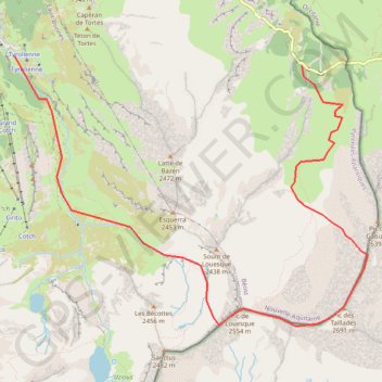 Trace GPS Pic du Gabizos - Litor Gourette, itinéraire, parcours