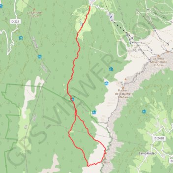 Trace GPS Les Roches Rousses par le Purgatoire, itinéraire, parcours