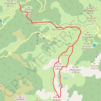 Trace GPS Pic de Tarbésou et boucle des Étangs depuis Pailhères, itinéraire, parcours