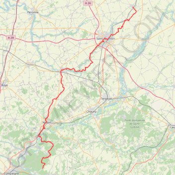 Trace GPS GR655 De Fresnoy-le-Grand à Saint Crépin-aux-Bois (Oise), itinéraire, parcours